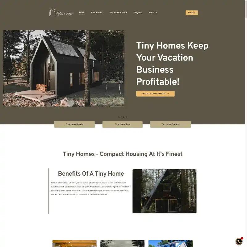 Screenshot of tiny home website
