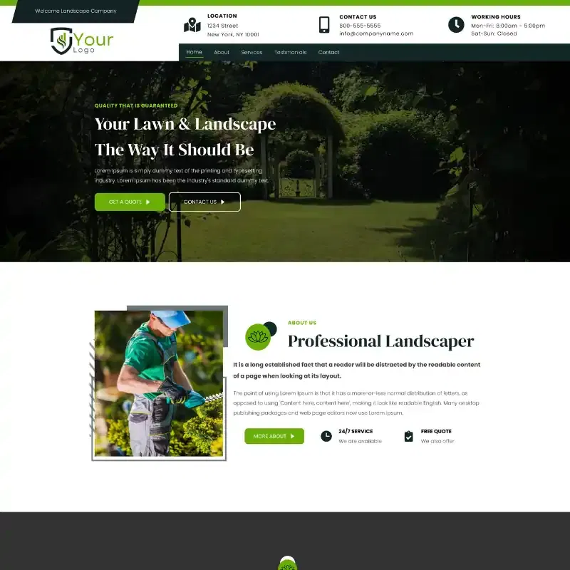 Screenshot of landscaping website