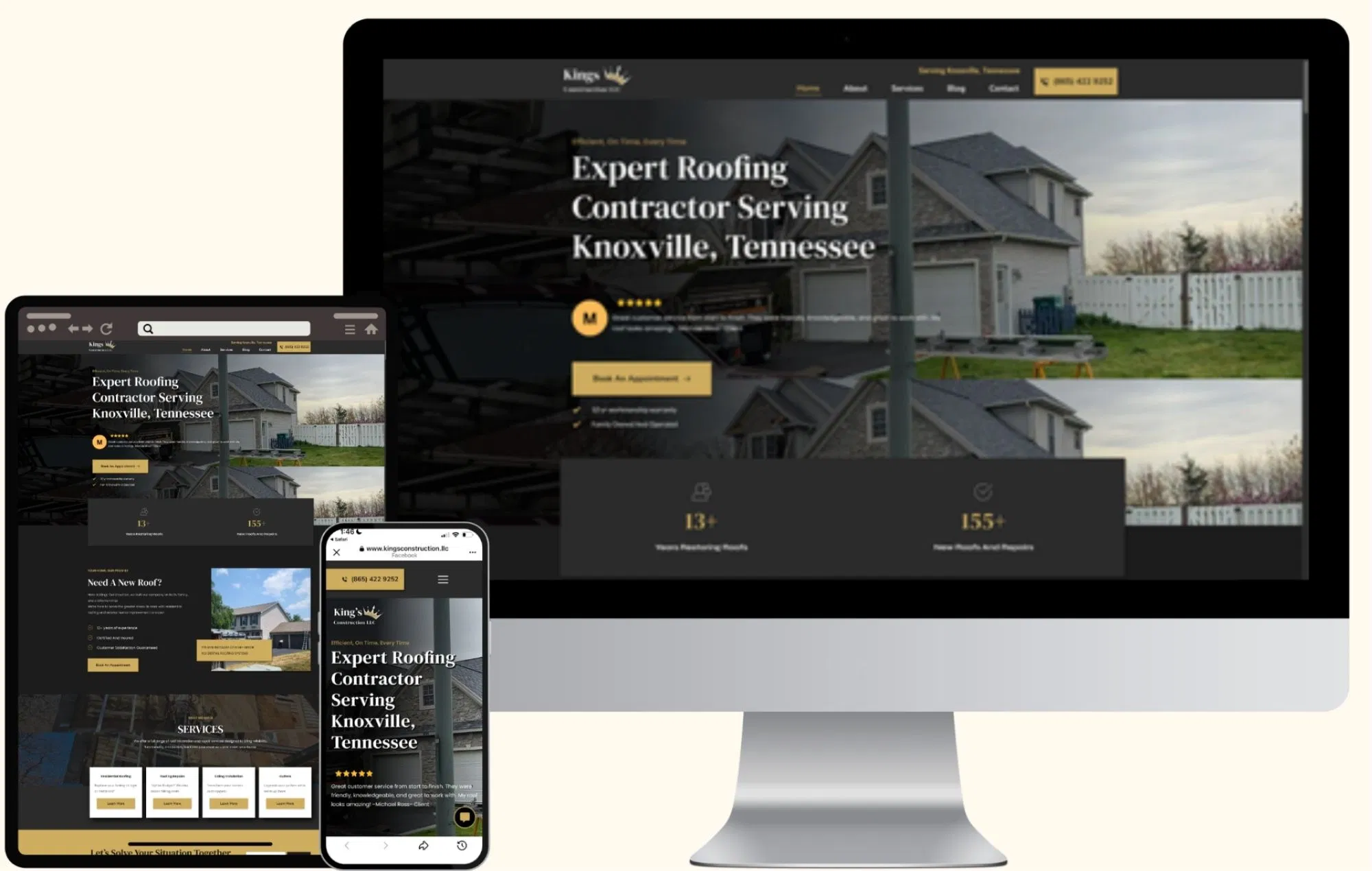 Roofing company website mock up