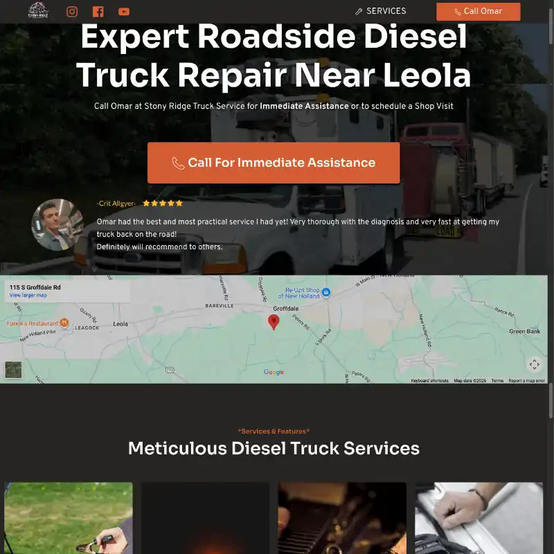 Screenshot of roadside Mechanic website