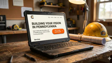 Contractor website on a laptop screen